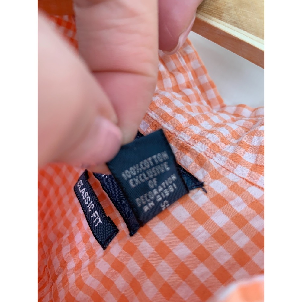 Polo Ralph Lauren Orange Gingham Seersucker Sport Shirt Classic Fit / 3XL T - Picture 8 of 16